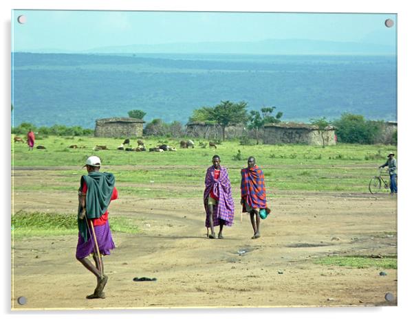 Masai Village Kenya Acrylic by Tony Murtagh