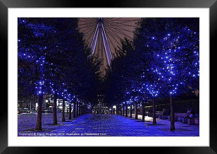 Blue trees the London Eye Framed Mounted Print by Steve Hughes