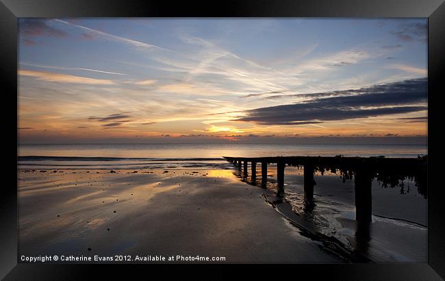 Golden Sunrise Casting a Spell on Shanklin Beach Framed Print by Catherine Fowler