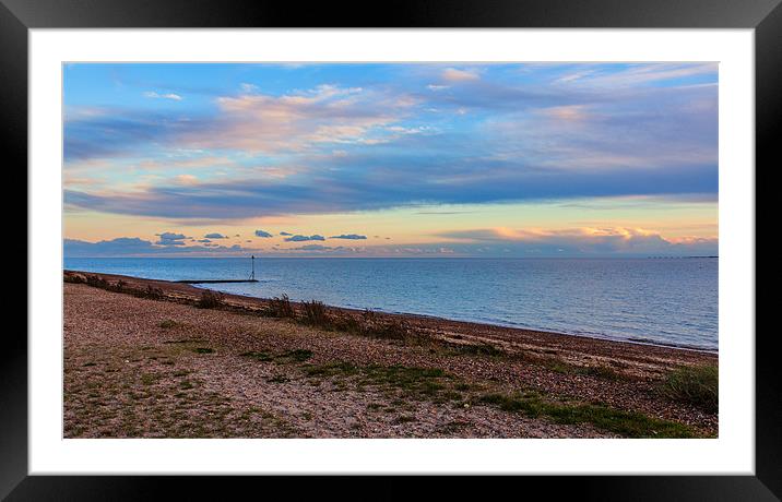 Mersea Beach Sunset Framed Mounted Print by Mark Harrop