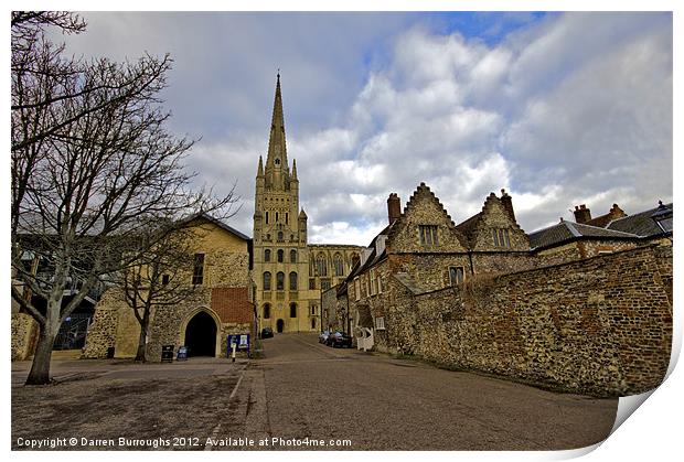 Norwich Cathedral Wide Print by Darren Burroughs