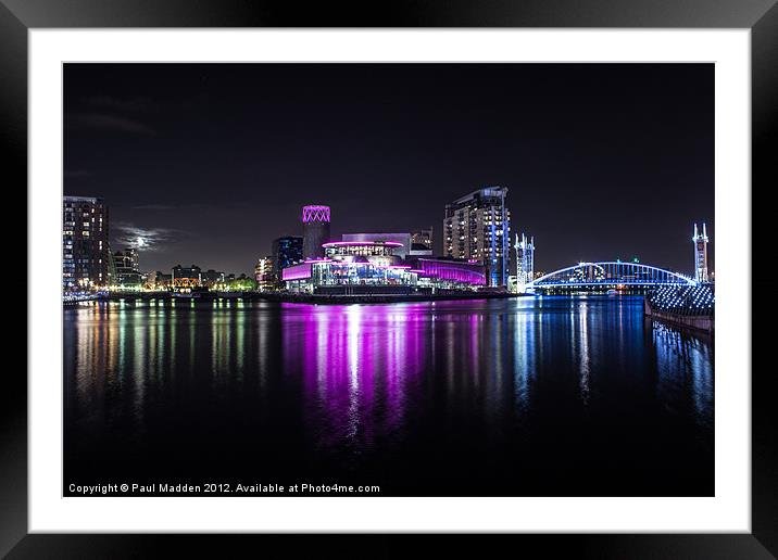 Media City Manchester At Night Framed Mounted Print by Paul Madden