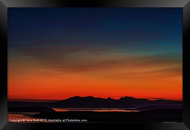 Arran,Bute and Cumbrae at Sunset Framed Print by Tylie Duff Photo Art