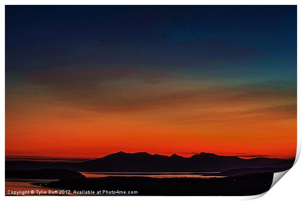 Arran,Bute and Cumbrae at Sunset Print by Tylie Duff Photo Art