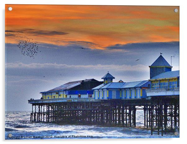 Starlings over Central Pier. Acrylic by Lilian Marshall