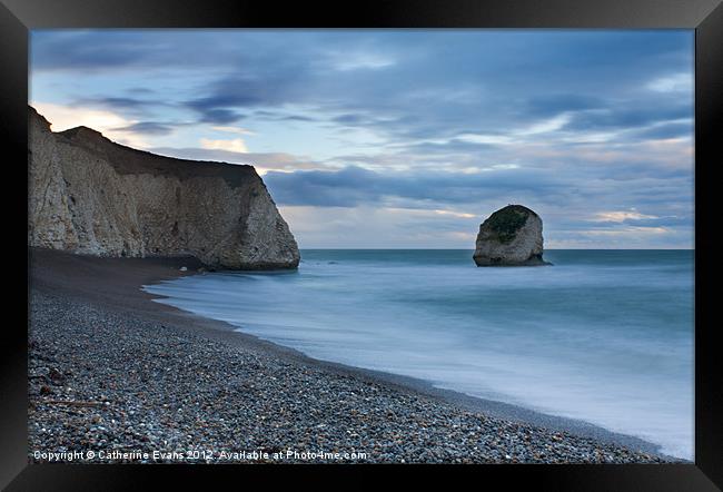 Last light across Freshwater Bay Framed Print by Catherine Fowler