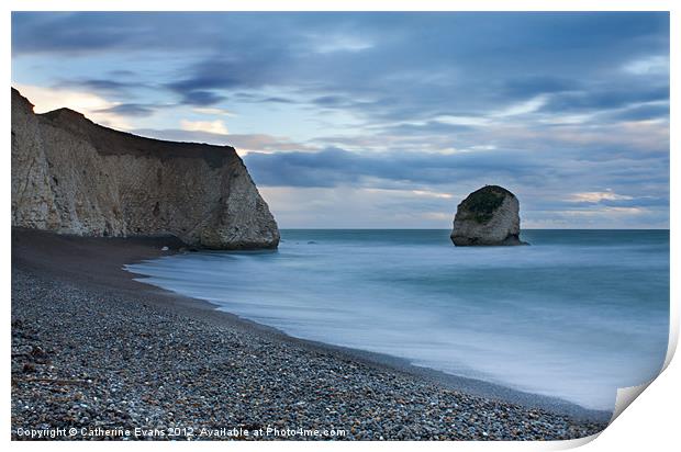 Last light across Freshwater Bay Print by Catherine Fowler
