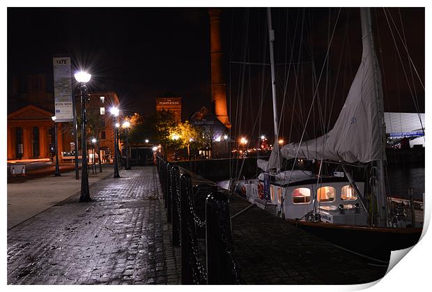 moored at liverpool albert dock Print by lol whittingham