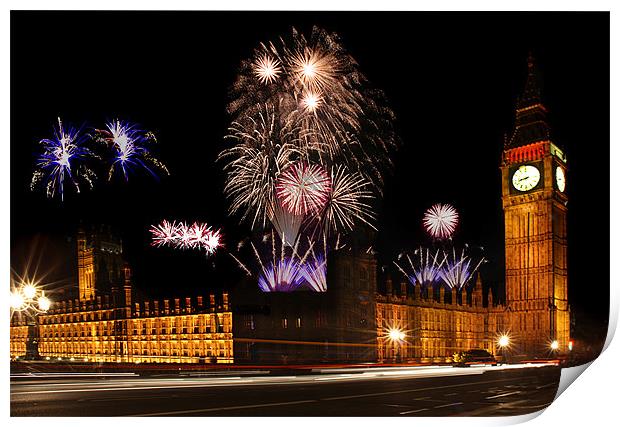 Westminster Fireworks Print by Sandi-Cockayne ADPS