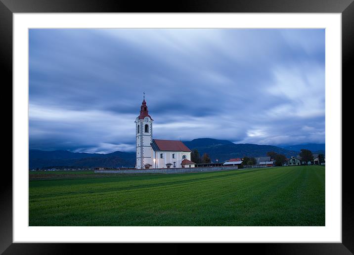 Twilight Church Framed Mounted Print by Ian Middleton