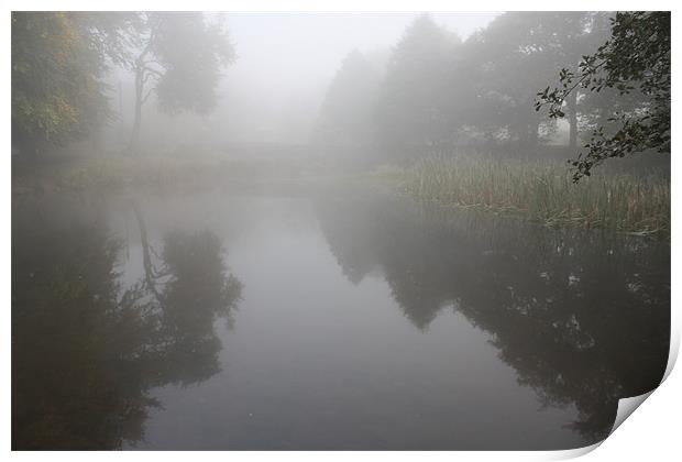 Morning Mist Over Pond Print by Darren Watkinson