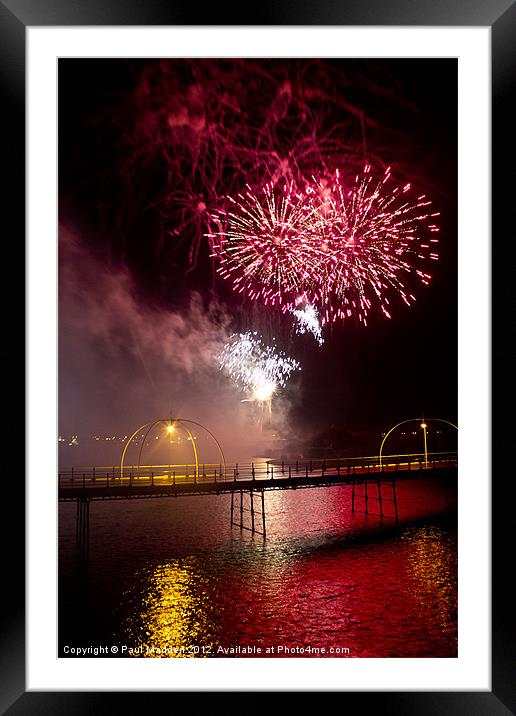Southport Musical Fireworks Red Framed Mounted Print by Paul Madden