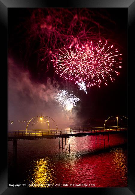 Southport Musical Fireworks Red Framed Print by Paul Madden