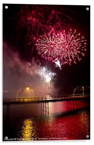 Southport Musical Fireworks Red Acrylic by Paul Madden