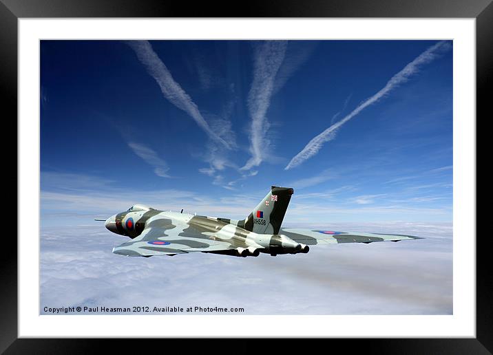 Vulcan and contrails Framed Mounted Print by P H