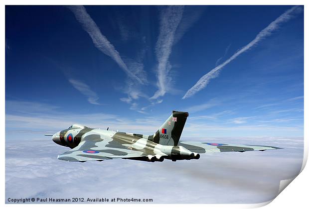 Vulcan and contrails Print by P H