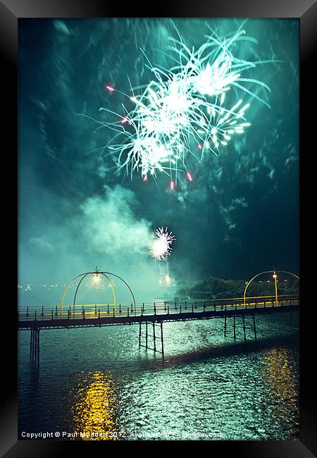 Southport Musical Fireworks green Framed Print by Paul Madden