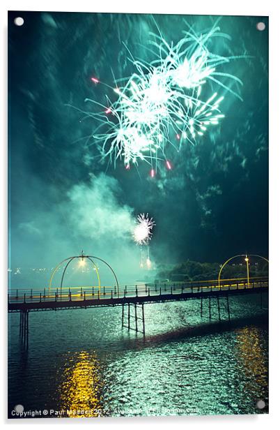 Southport Musical Fireworks green Acrylic by Paul Madden