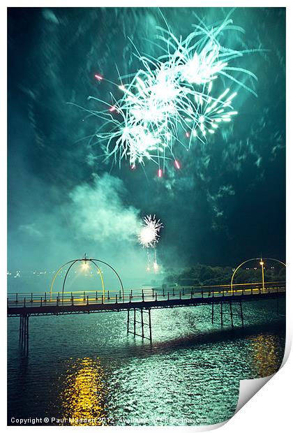 Southport Musical Fireworks green Print by Paul Madden