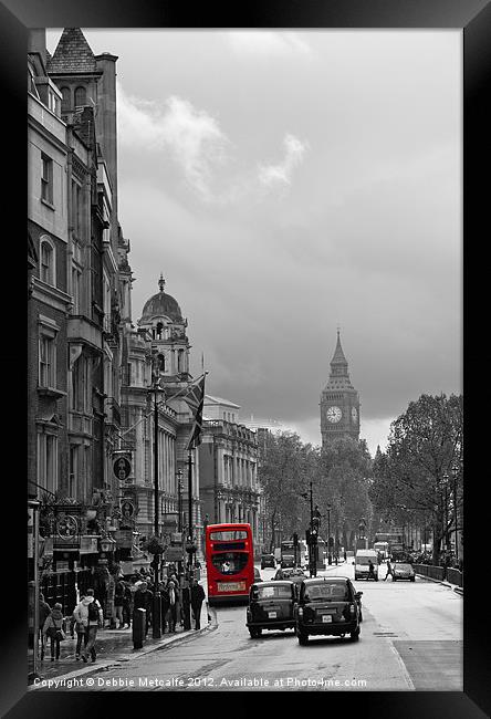 Big Ben & the London Bus Framed Print by Debbie Metcalfe