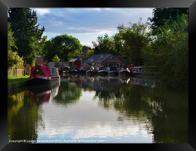 Narrowboats on the Grand Union Canal Framed Print by Louise Heusinkveld