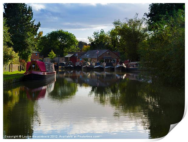 Narrowboats on the Grand Union Canal Print by Louise Heusinkveld