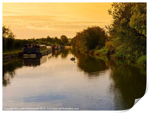 Sunrise on the Grand Union Canal in Berkhampsted Print by Louise Heusinkveld