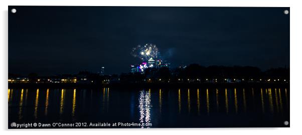 Millbank Park Fireworks Acrylic by Dawn O'Connor