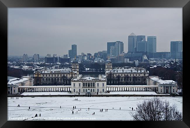 Greenwich in the Snow Framed Print by Dawn O'Connor