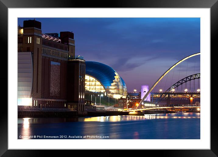 Baltic, Sage and Tyne Bridges Framed Mounted Print by Phil Emmerson