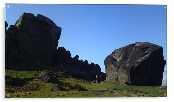 Cow and Calf Rocks Ilkey Acrylic by Joanne Mountcastle