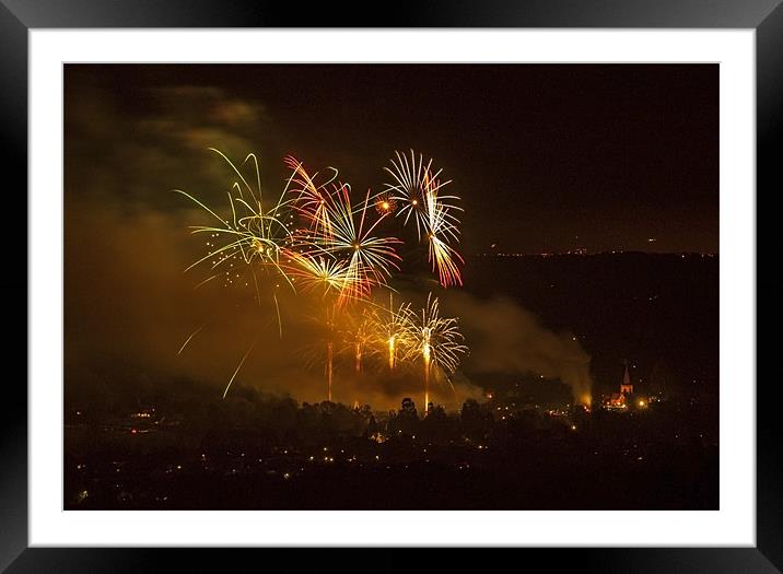 Brockham Fireworks And Church Framed Mounted Print by Clive Eariss