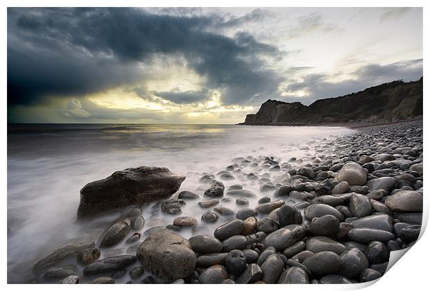 Woody Bay Sunset Print by Barry Maytum