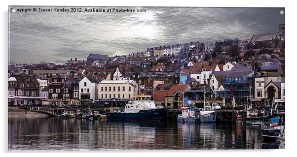 The Harbour Scarborough Acrylic by Trevor Kersley RIP