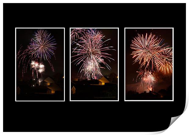 Fireworks Triptych Print by Steve Purnell