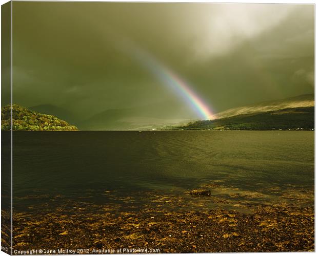 Rainbow on Loch Fyne, Scotland Canvas Print by Jane McIlroy