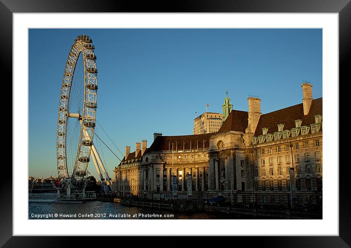 London Eye at dusk Framed Mounted Print by Howard Corlett