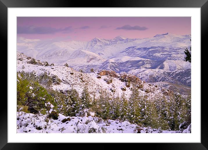 Sierra nevada at sunset Framed Mounted Print by Guido Montañes