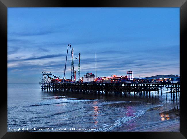 South Pier at Dusk Framed Print by Lilian Marshall