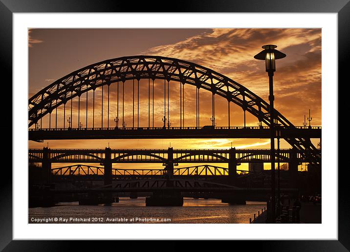 Newcastle at Sunset Framed Mounted Print by Ray Pritchard