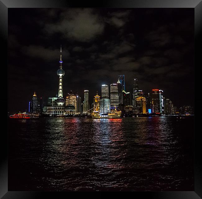 Shanghai Skyline Framed Print by Malcolm Smith