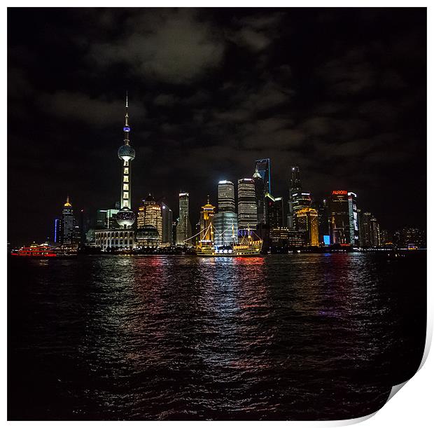 Shanghai Skyline Print by Malcolm Smith