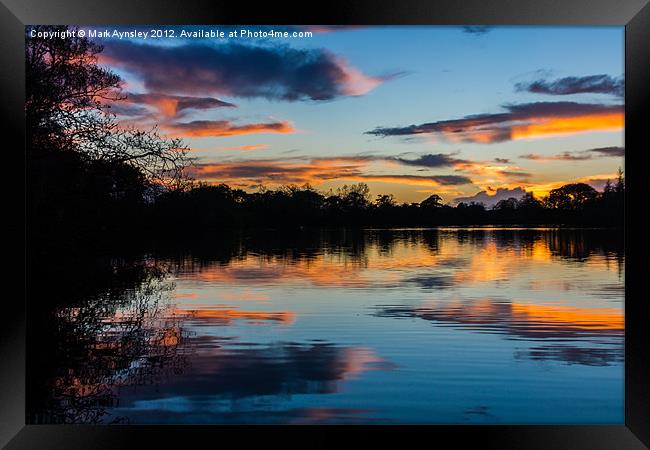 Bolam lake sunset. Framed Print by Mark Aynsley