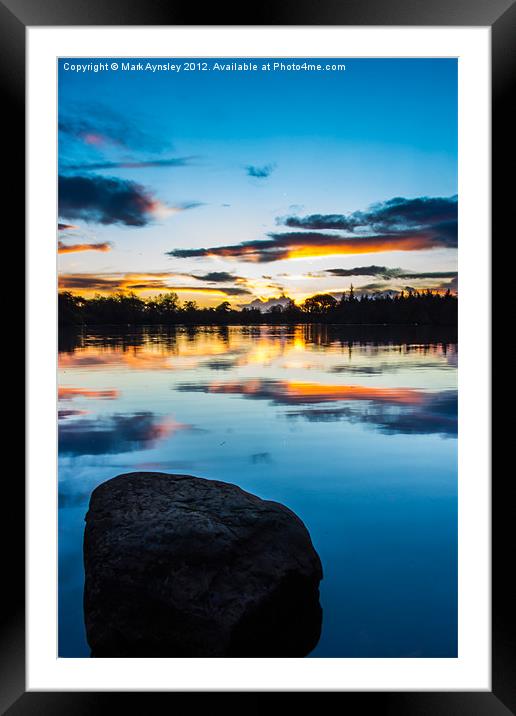 Bolam lake sunset. Framed Mounted Print by Mark Aynsley