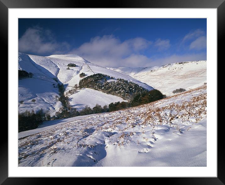 Snow covered Valley,Grindsbrook near Edale Framed Mounted Print by Darren Galpin