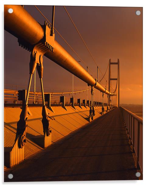 Humber Bridge Sunset Acrylic by Darren Galpin