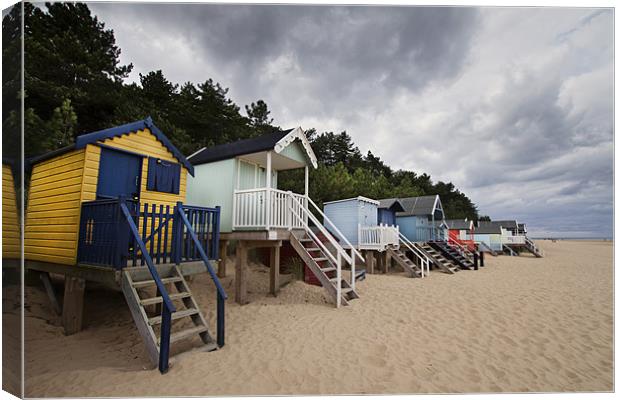 Wells Beach Huts Canvas Print by Paul Macro