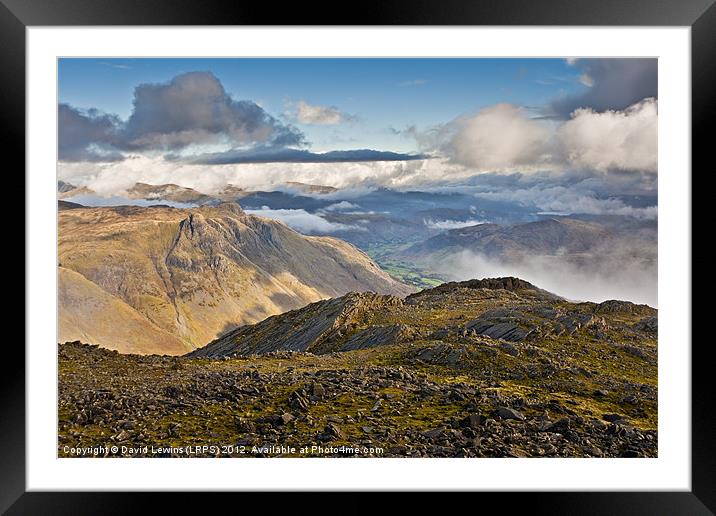 Great Slab & Langdale Pikes Framed Mounted Print by David Lewins (LRPS)