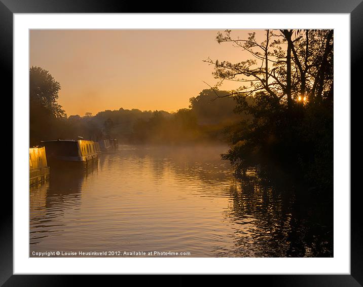 Misty morning on the Grand Union Canal Framed Mounted Print by Louise Heusinkveld