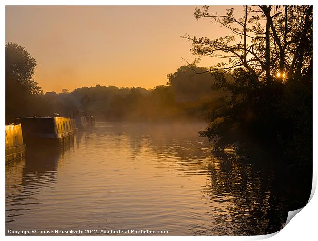 Misty morning on the Grand Union Canal Print by Louise Heusinkveld